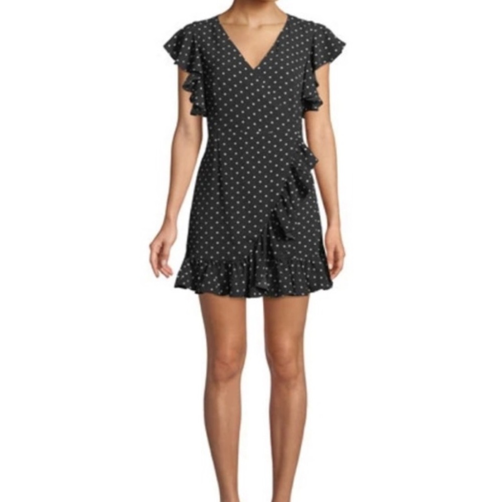 Few Moda Black & White Polka Dot Wrap Dress